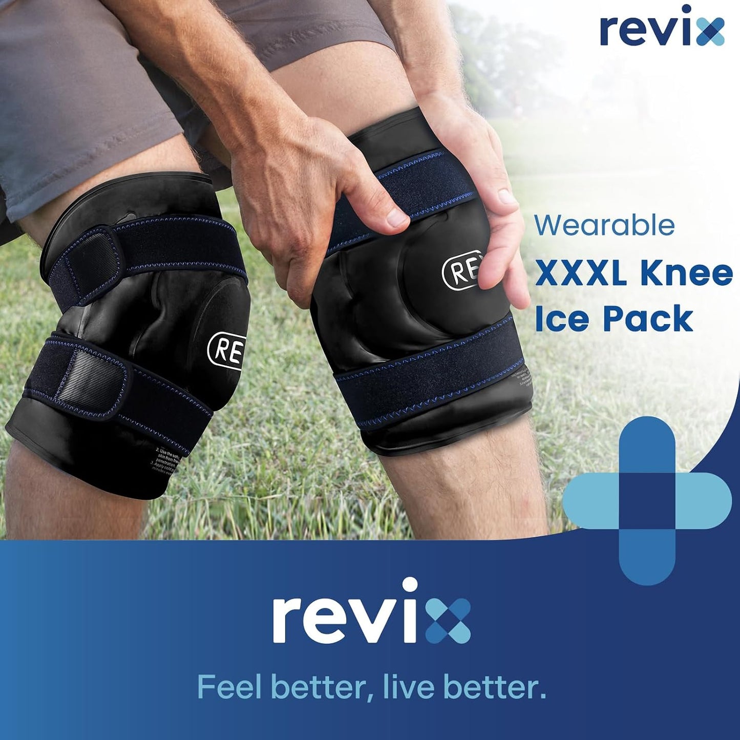 REVIX 20‘’ XXXL Knee Ice Pack Wrap Around Entire Knee, Extra Large Ice Pack for Knee Meniscus Tear and Arthritis, Cold Compress Therapy, Reusable Ice Wraps for Back, Shoulder, Post-Workout Recovery