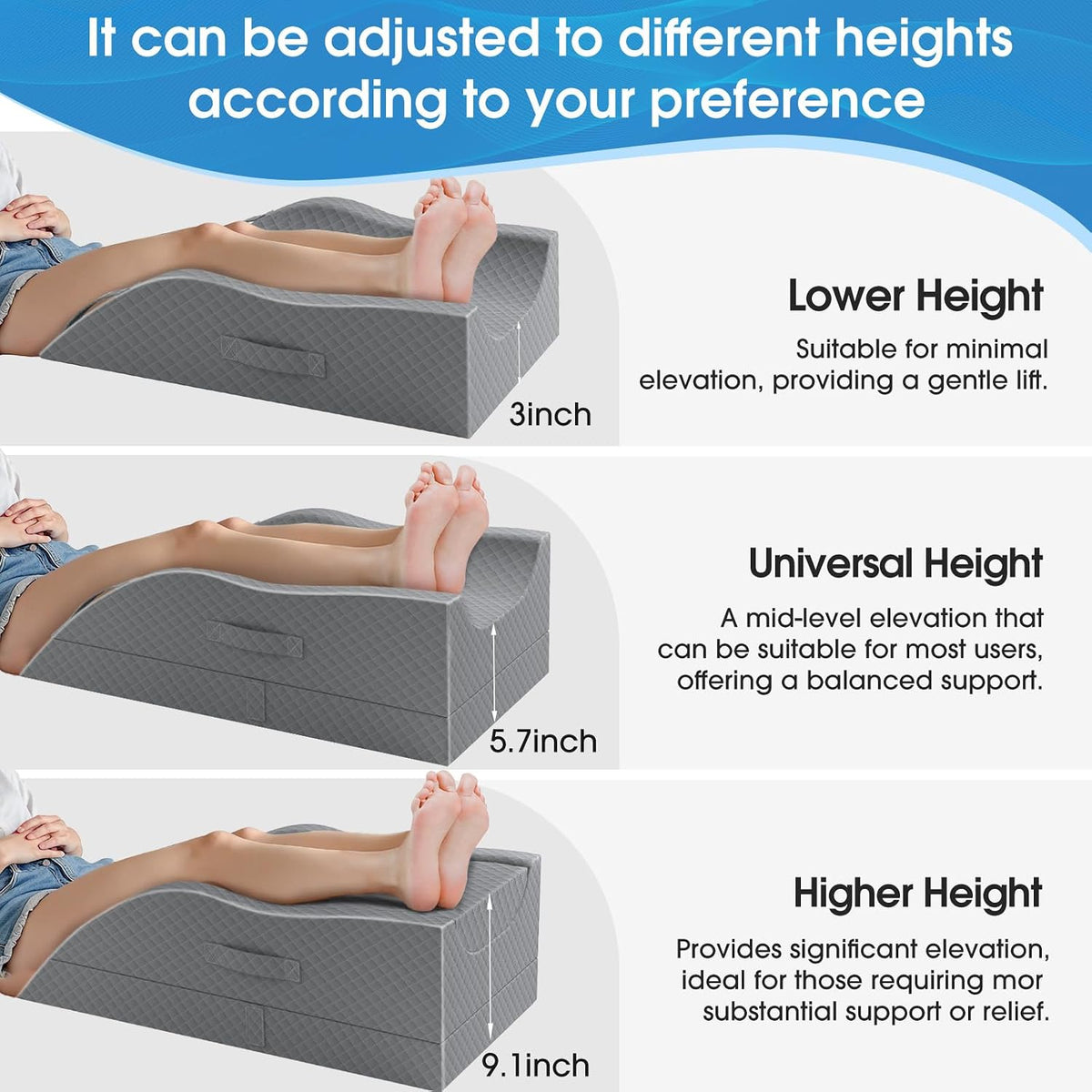 TranquilRelax Leg Elevation Pillows for After Surgery, Wedge Pillow, Grey