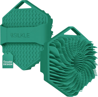 SILKLE Silicone Body Scrubber – Gentle Exfoliating Shower Scrubber for Body & Bath, Silicone Shower Brush & Loofah Alternative – Non-Slip Silicone Body Brush, Quick Dry, Hygienic - Pink