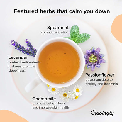 Sippingly Night Time Tea Sampler – 40 Herbal Teas – 10 Flavors from Top Brands – Chamomile, Lavender, Passionflower – Perfect Relaxation & Calm Support – Ideal Wellness Gift – Kosher, Gluten-Free