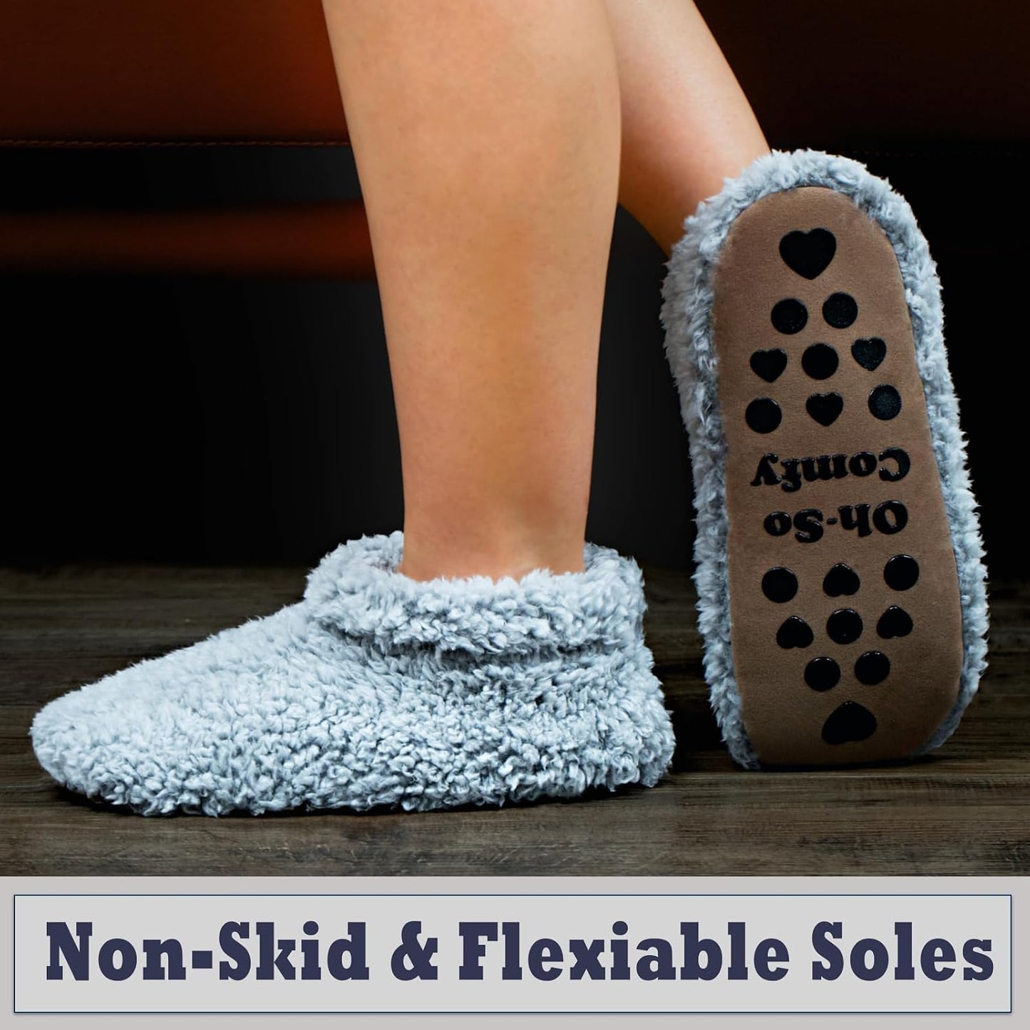 Cozylook Fuzzy Slippers for Women Indoor Soft Sole Slipper Socks with Non Slip Grippers Warm Fluffy