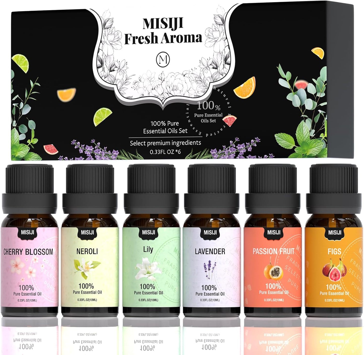 Essential Oils Set Top 6 Aromatherapy-Essential Oils for Diffuser for Home,Air Freshening Diffuser Oils Scents for Aromatherapy,Laundry,Candle&Soap Making,Humidifiers 6 X 10ML
