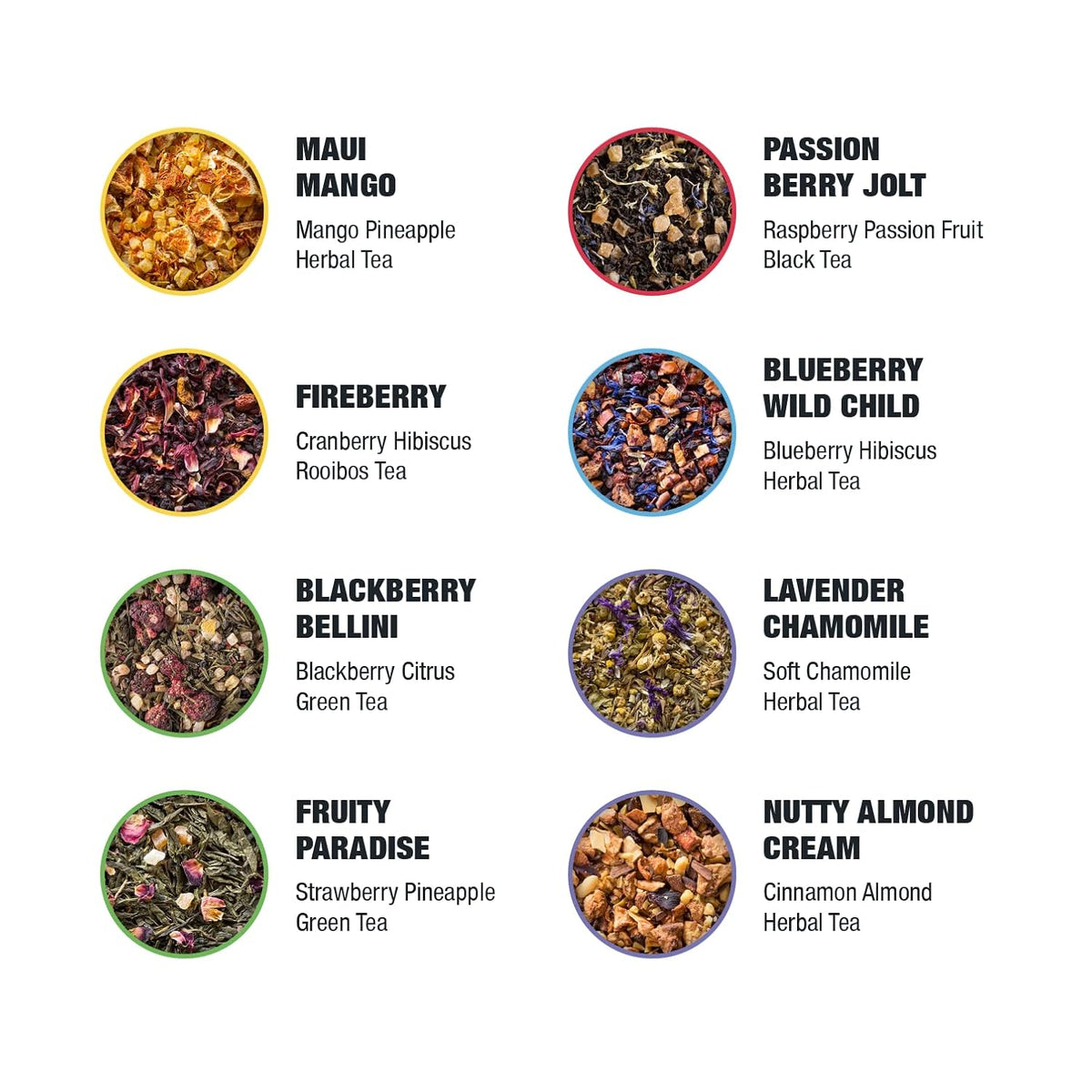 Tiesta Tea Top 8 Favorites Sampler Set Loose Leaf Up to 80 Cups 8 Pouches