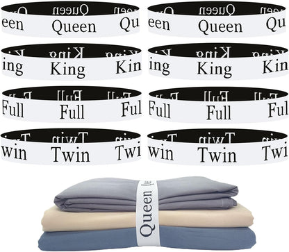 Bed Sheet Organizer Bands, Sheet Organizers and Storage Label Bands, Sheet Label for Bedding, Sheets Organizer for Closet,Sheet Keepers Linen Labels Bedding Bands (Queen)