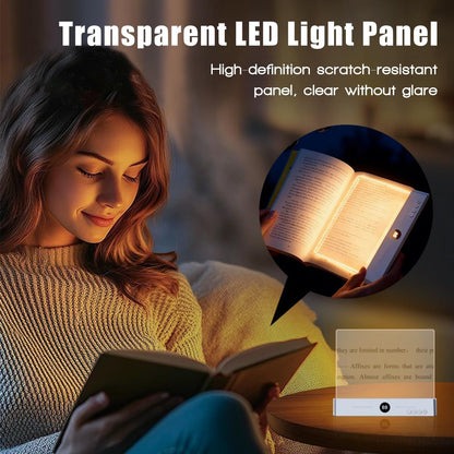 Flat Book Light,2026 Upgrade, Book Light Treasure Box, Reading in Bed at Night with 3 Colors & Timer, Dimmable Panel Plate Book Lamp Full Page Light, Bookish Gifts for Book Lovers(White)
