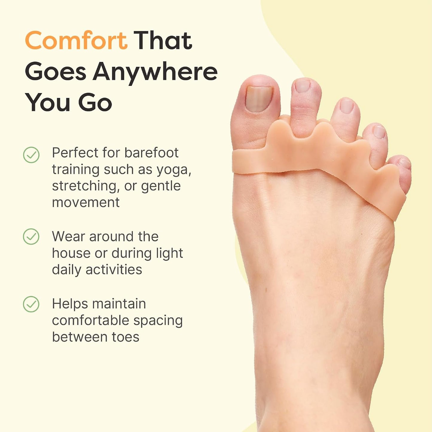 ZenToes Silicone Toe Spacers and Separators for Correct Toe Alignment, Bunion Relief, Hammertoe Straightener, Gel Orthopedic Corrector – 1 Pair (Black)