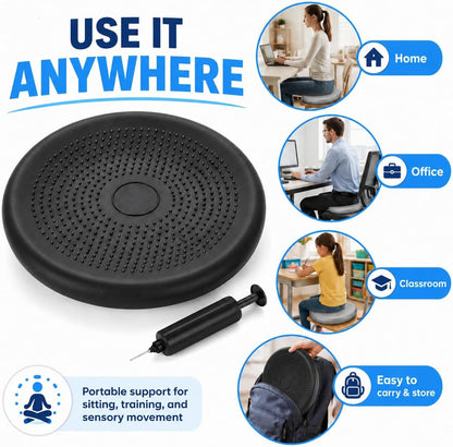 Hanstuten Wobble Seat Cushion & Core Balance Disc - Rubber Wiggle Seat for Active Sitting, Office Desk Chair, and Core Strength Training