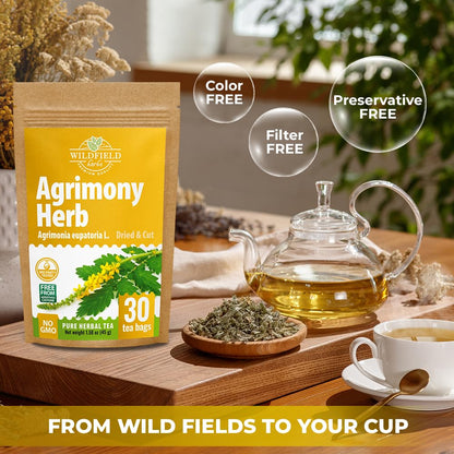 30 Bags Agrimony Herb Dried Cut Agrimony Flower Tea (Agrimonia Eupatoria L.) - 30 Count 1.5g Tea Bags Agrimonia Flor De Hierba De San Guillermo