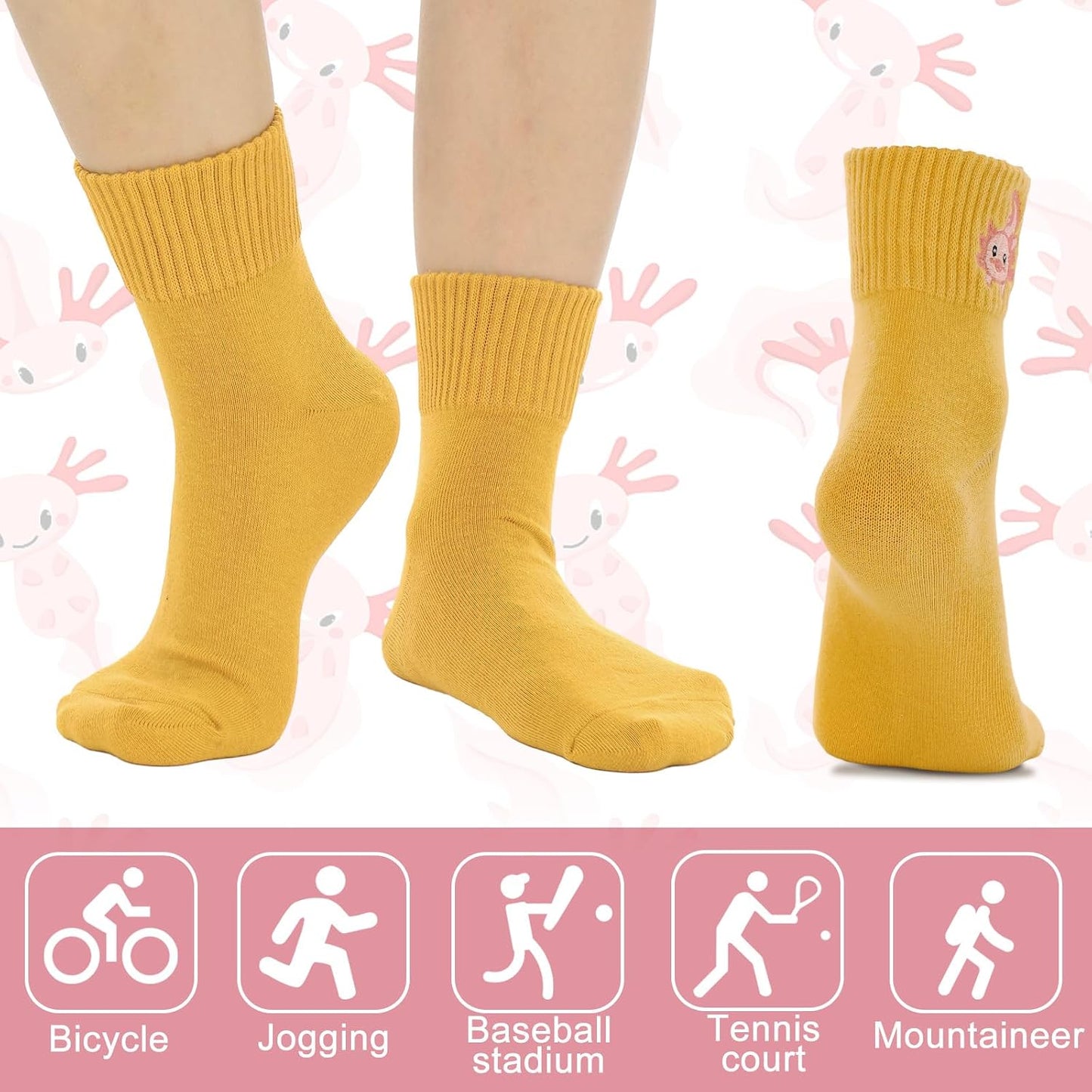 Eurzom 10 Pairs Socks Womens Crew Elastic Ankle Length Cotton Socks Aesthetic Cute Lightweight Low Cut Gifts for Women - Colors A