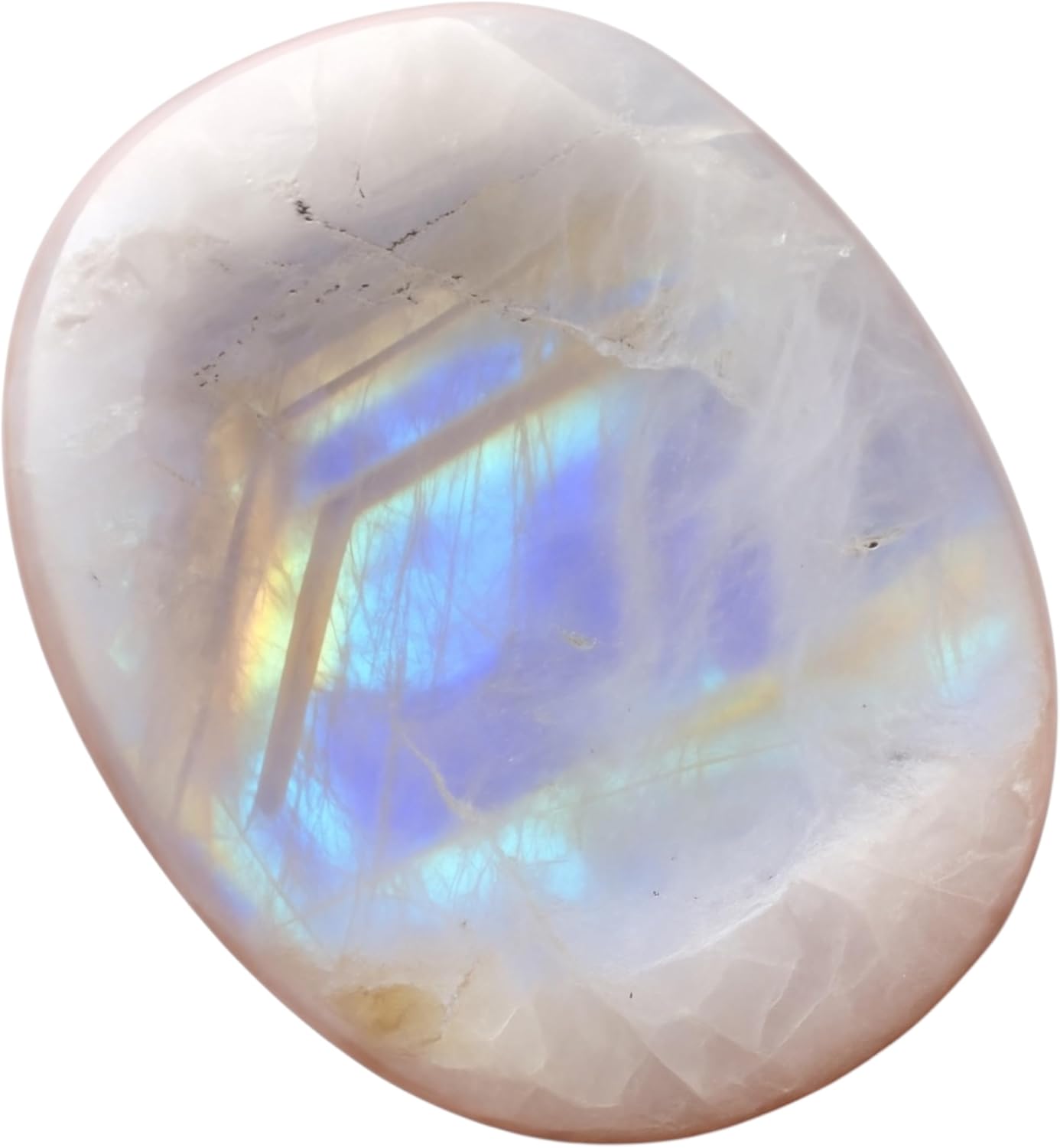 Natural Polished Thumb Palm Crystal for Meditation, Labradorite Worry Stone for Stress Relief, Anxiety Support & Pocket Reiki Healing