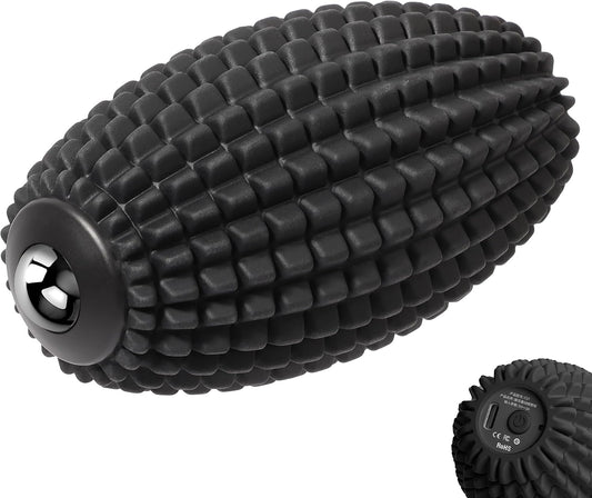 Vibrating Massage Ball for Full Body Relaxation, Silicone Trigger Point Massager Ball for Back, Leg, Foot, Muscle Recovery, Portable Rechargeable Massage Roller, 3 Vibration Speeds (Black)