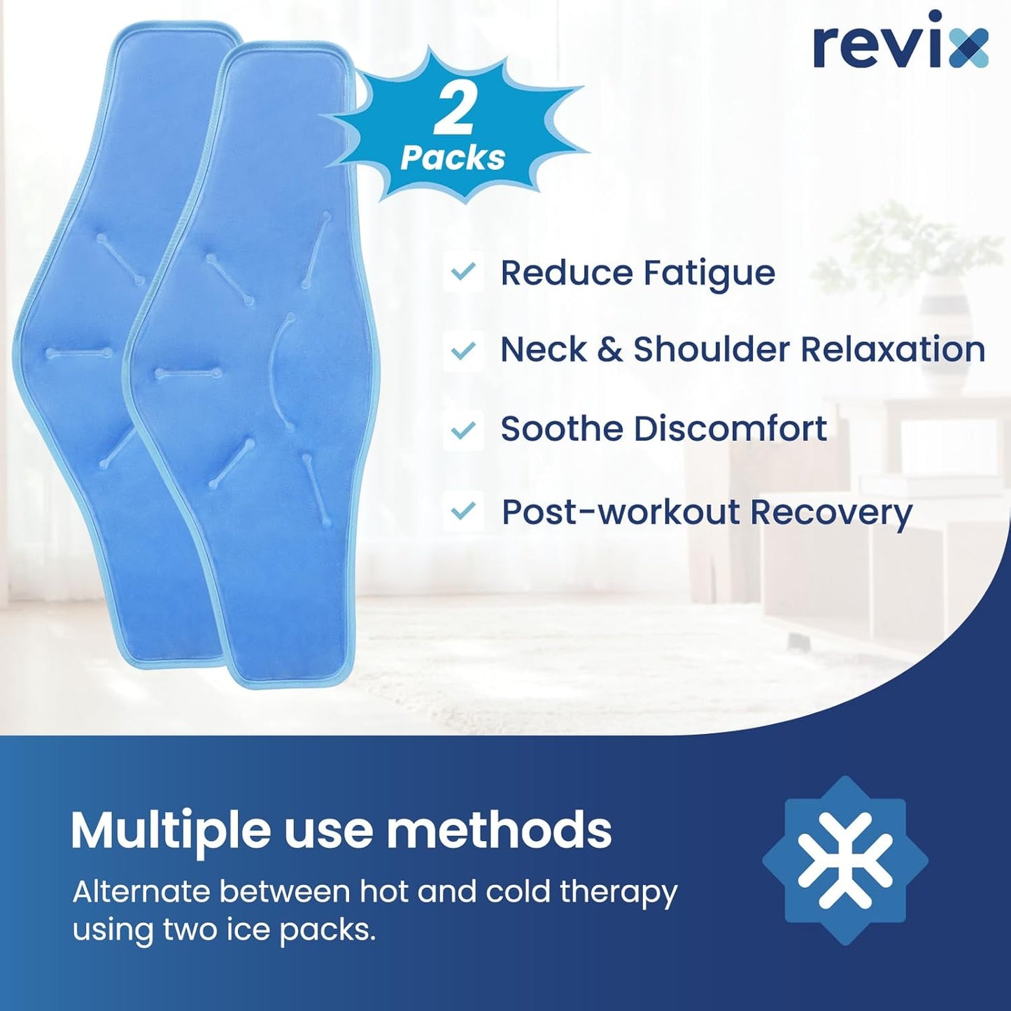 REVIX Neck Ice Pack Wrap – Reusable Hot Cold Gel Pack for Neck and Shoulder, Large Flexible Design with Soft Plush Lining, Cervical Gel Ice Wrap Ideal for Post-Workout Recovery, Fatigue & Relaxation