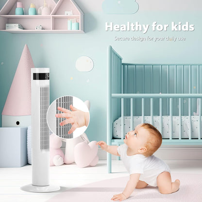 Antarctic Star Tower Fan 85°Oscillating Fan Quiet Cooling 12H Timer Remote Control Bladeless Electric 3 Speeds Wind 3 Modes, 42INCH, PINK