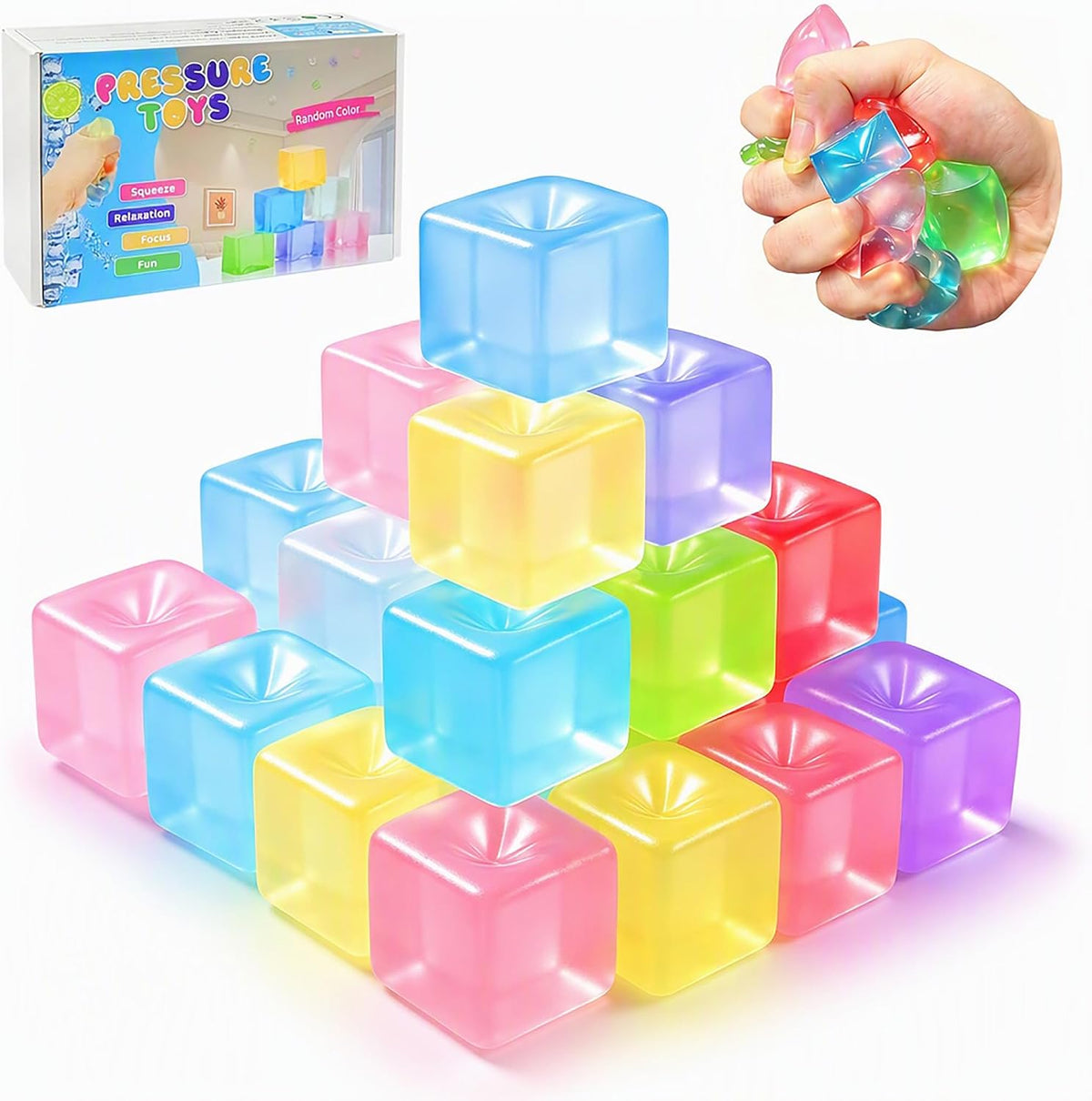24 Pcs Fidget Stress Balls Bulk, Squeeze, Mini Stress Balls to Adult Birthday Easter Day Gifts Fathers Day