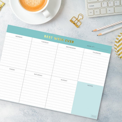Sweetzer & Orange Weekly To Do List Pad. Gold Foil 7 days Planner with Daily Roadmap Agenda Squares. 7x10” Day Workbook 2026 - Student Blueprint, Work Manual, and Checklist Note Pad
