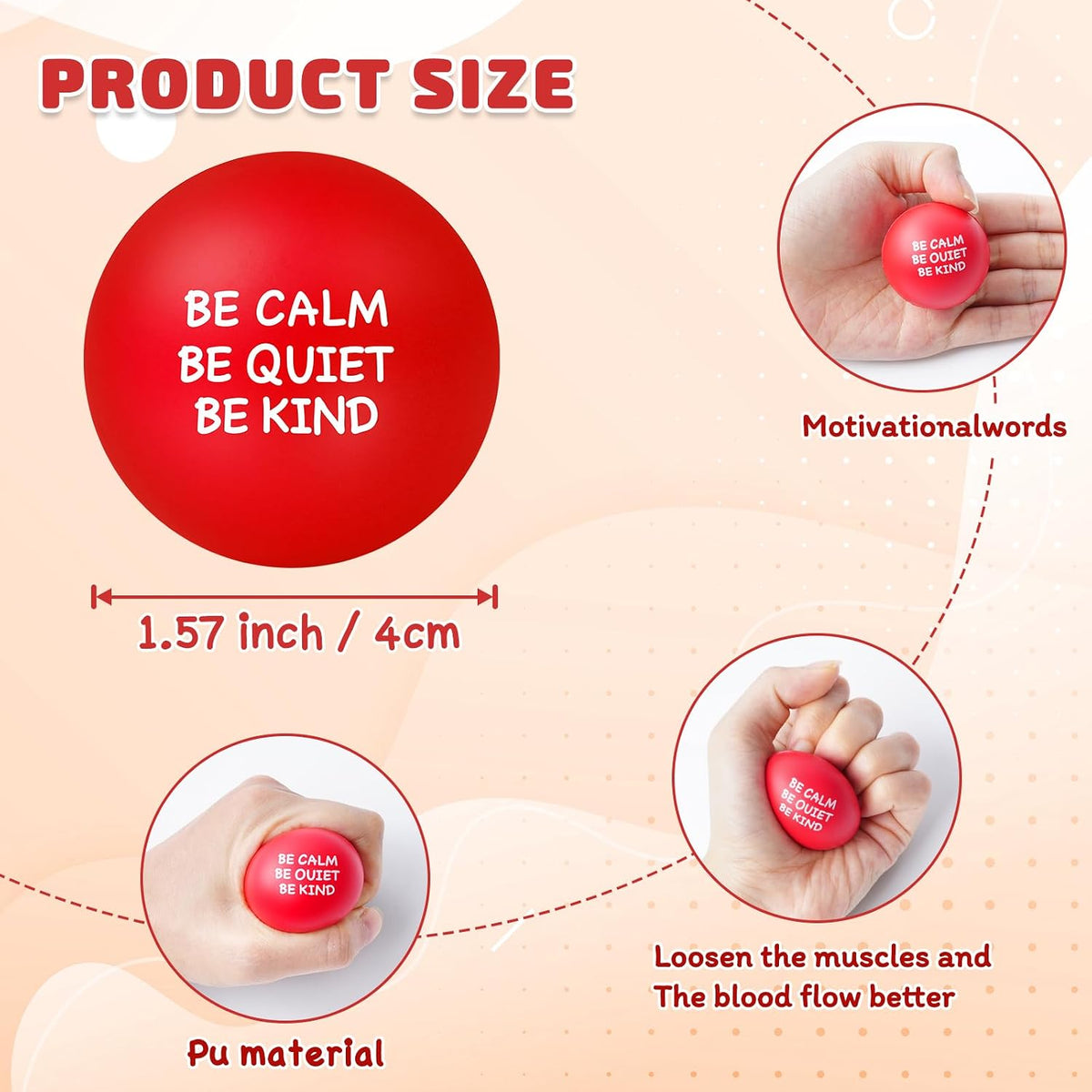 SHQDD 100PCS Motivational Stress Balls for Adults and Kids - Stress Balls Bulk Soft Sponge Squeeze Toys with Inspirational Quotes | Office Classroom Stress Relief Gifts | Anxiety Relief Fidget Toys