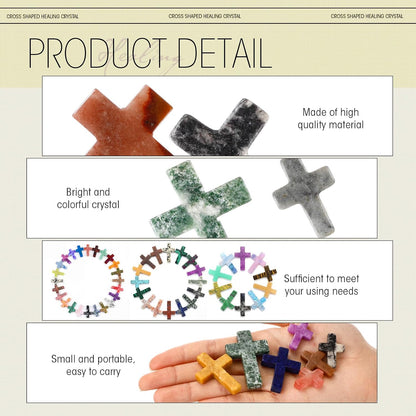 Nuenen 50 Pcs Cross Charm for Women Man Celebration Grad Decor Crystal Pocket Cross Necklace Natural Worry Stone Gift for Jewelry Making Craft Festival Decor(0.71 x 0.98 x 0.24 Inch,Fresh)