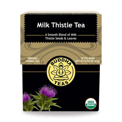 Buddha Teas - Organic Milk Thistle Tea - Herbal Tea - Single Ingredient - Mild, Earthy, Nutty Taste - Enjoy Hot or Cold - Caffeine Free - 100% Kosher & Non-GMO - 18 Tea Bags (Pack of 1)