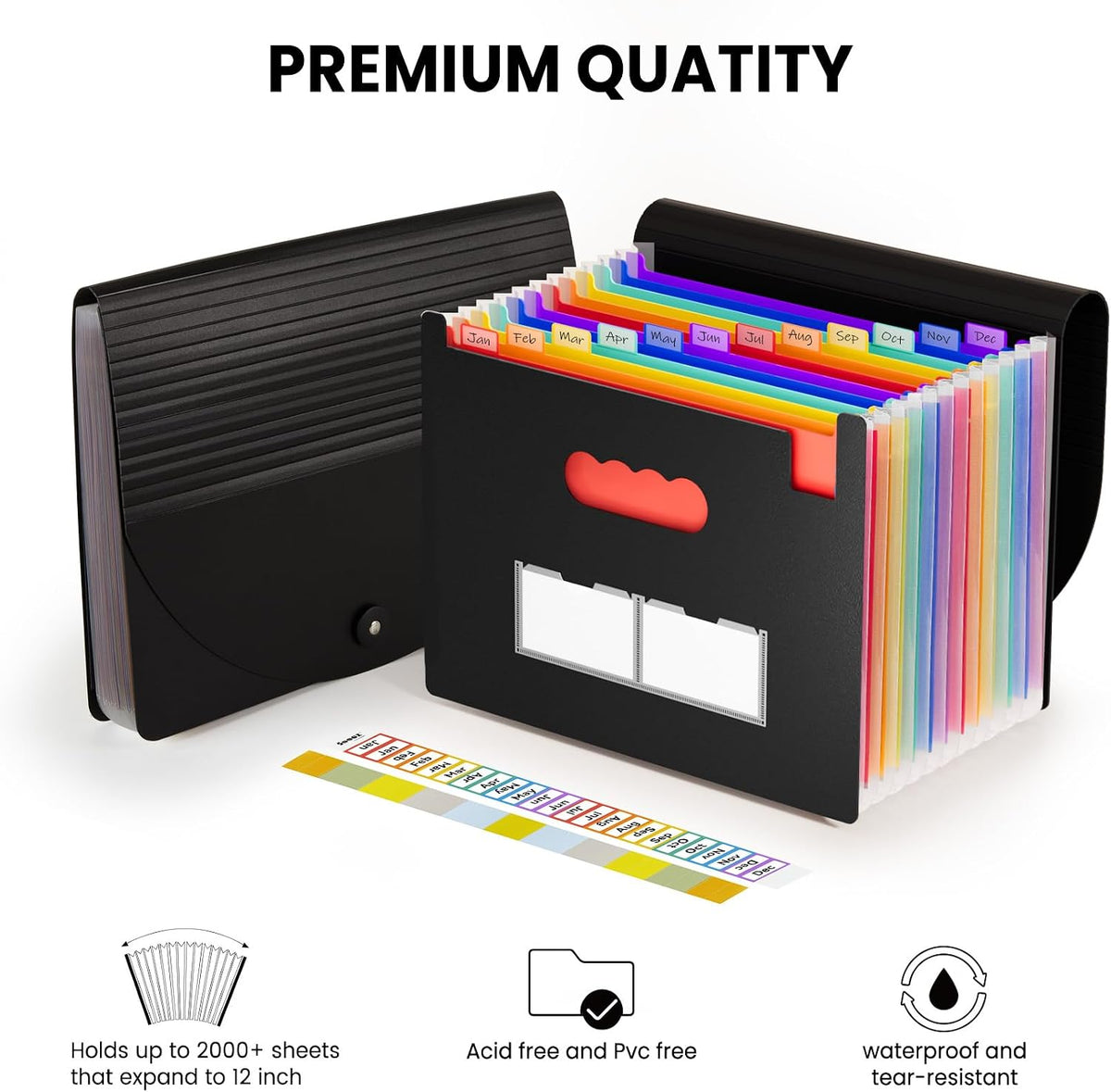 Sooez Accordion File Organizer, 13 Pocket Expanding File Folders, Letter/A4