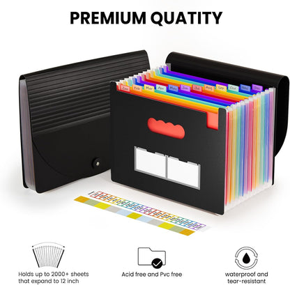 Sooez Accordion File Organizer, 13 Pocket Expanding File Folders, Letter/A4