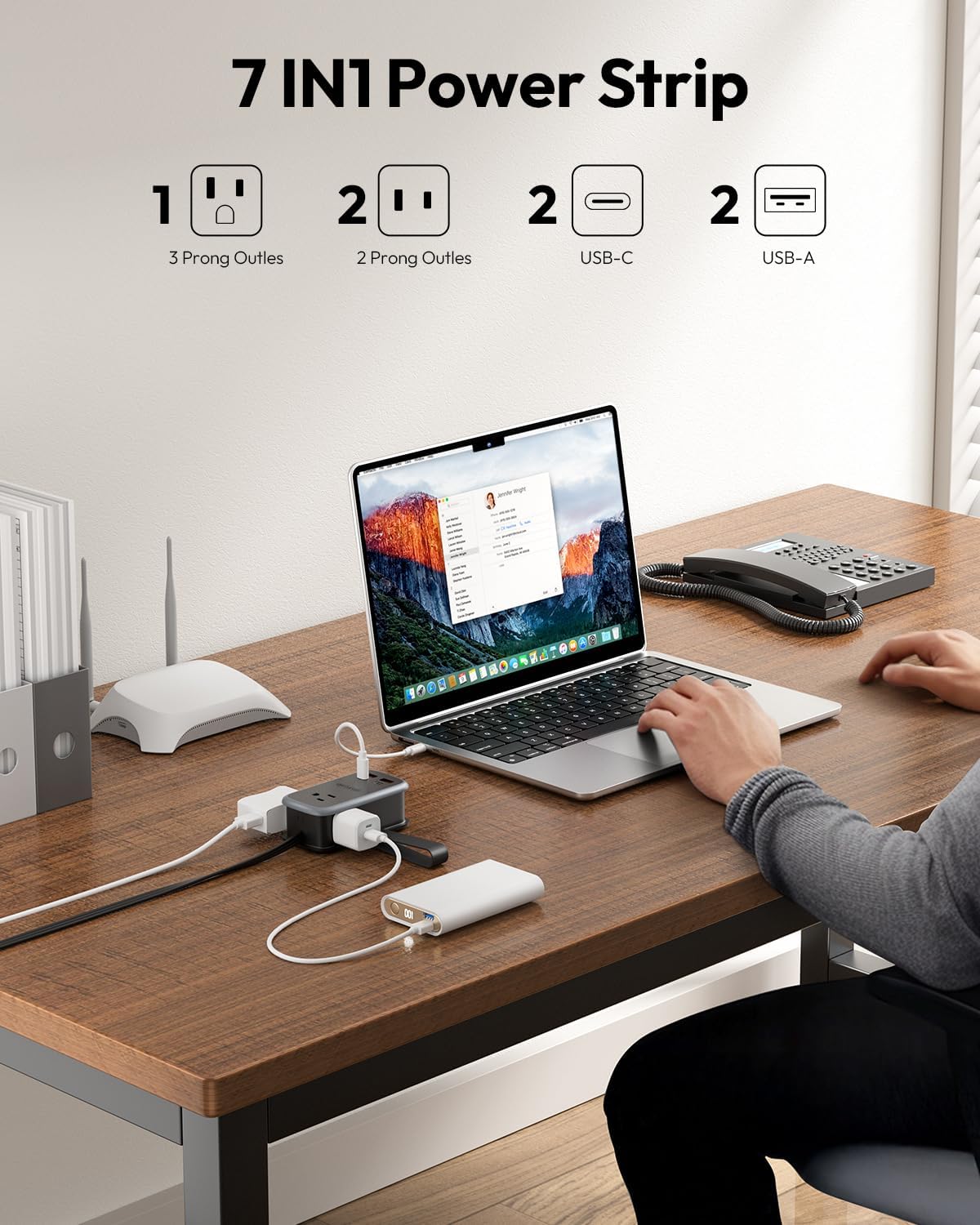 NTONPOWER GAN Ultra 65W USB Charging Station, 7 in 1 Travel Power Strip with 3 Outlets 4 USB (2 USB C), Extension Cord 4ft, Travel Essentials, Cruise Power Strip Compatible with MacBook, iPhone, White