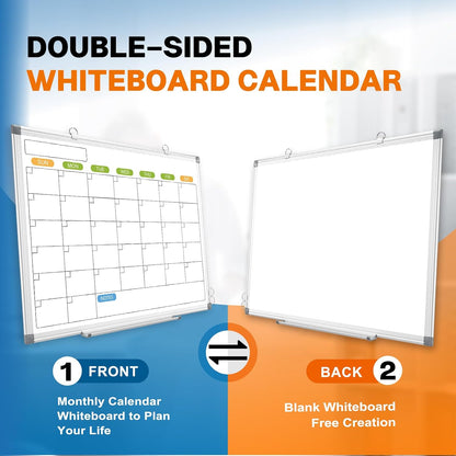 24" x 18" Magnetic Monthly Dry Erase Whiteboard Calendar for Wall