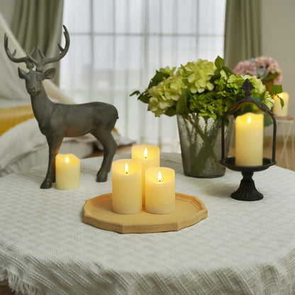Homemory 6"x3" Outdoor Waterproof Flameless Candles, LED Candles, Battery Operated Candles with Remote and Timers, Electric Fake Plastic Pillar Candles, Ivory White, Set of 2