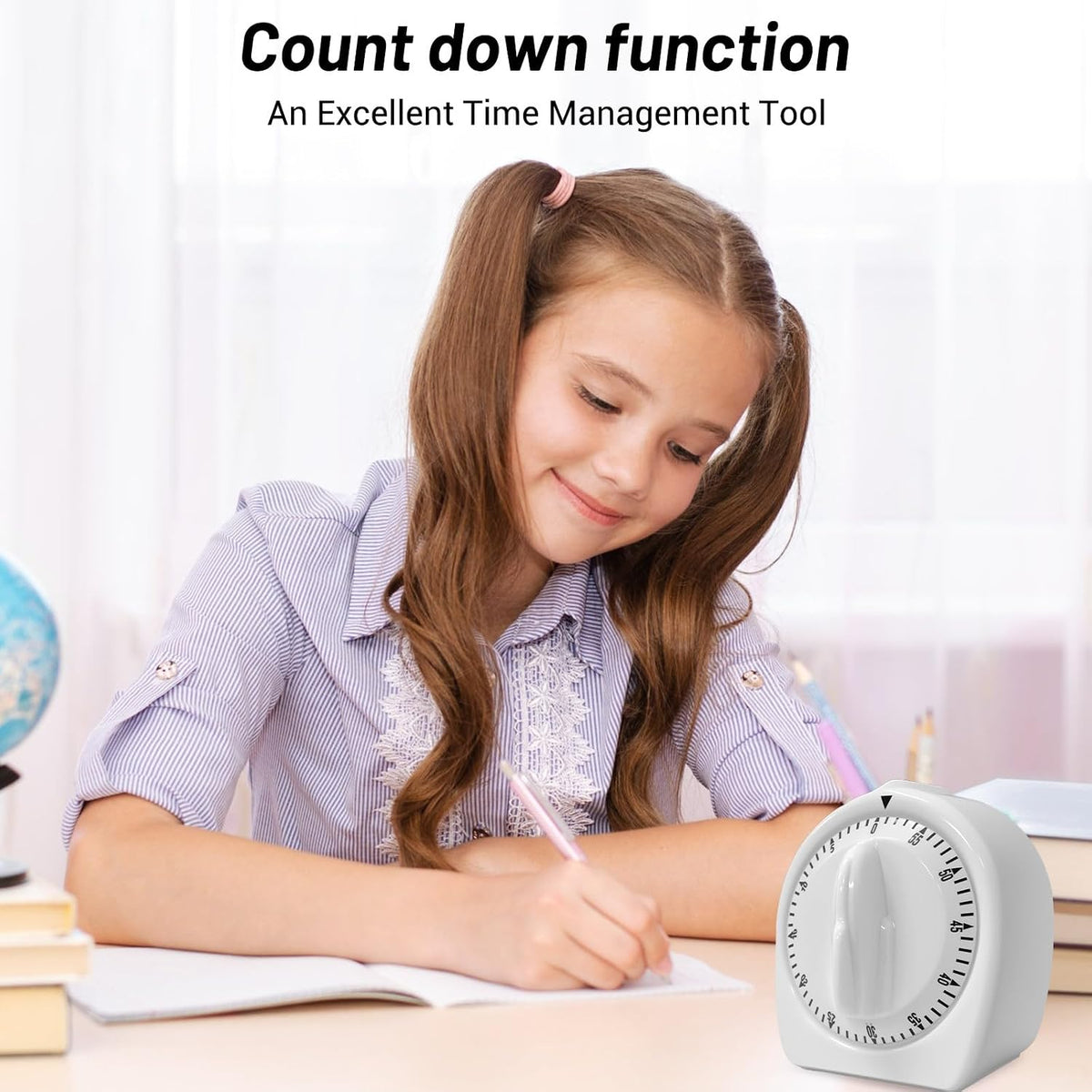 Visual Mechanical Timer, 60-Minute Wind Up Kitchen & Classroom Timer
