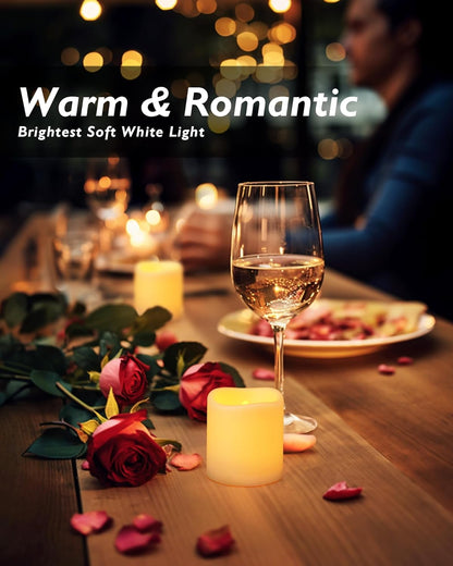 Homemory 24Pack Flickering Flameless Votive Candles for Wedding Decoration, 200+Hour Warm White Battery Operated LED Tealight, Electric Fake Candles for Party, Receptions, Halloween, Christmas