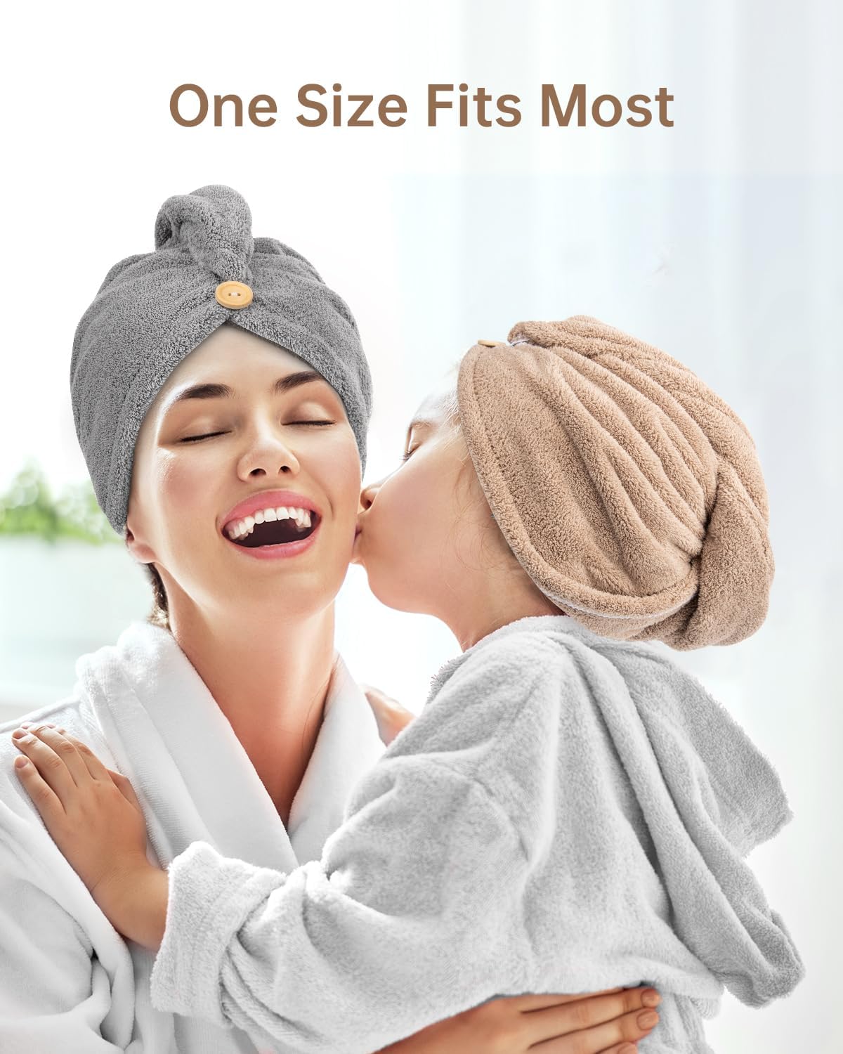 YFONG 3 Pack Microfiber Hair Towel Wrap for Women Girls, Super Absorbent Turban Towels for Drying Wet Hair, Anti Frizz Head Towels for Curly All Hair Style, Turbie Twist (Blue, Pink, White)