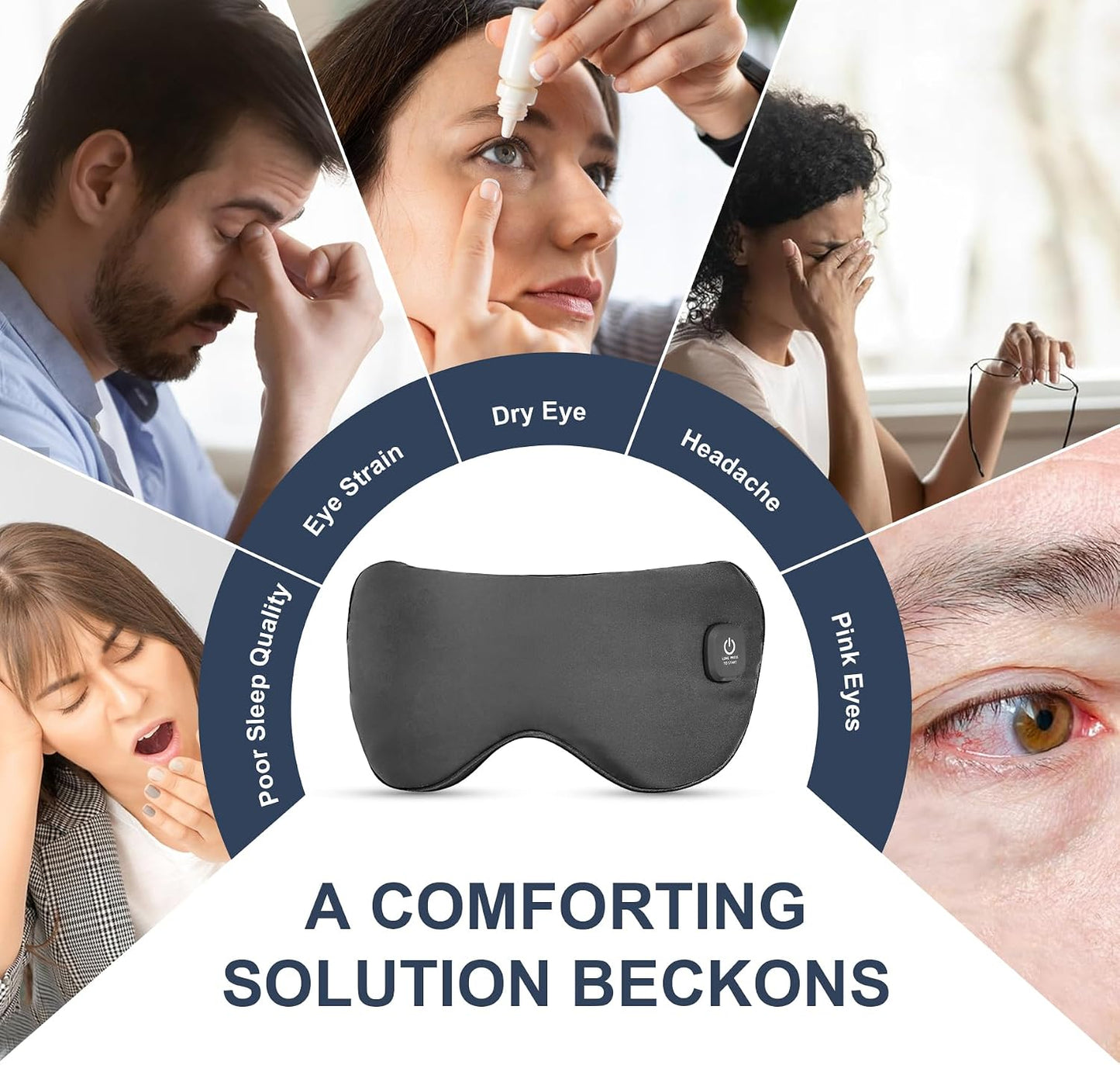 Heated Eye Mask Cordless, Warm Eye Compress for Dry Eyes Stye Blepharitis Chalazion MGD Eye Treatment, Heat Therapy to Unclog Gland, Soothe Tired and Sore Eyes (Gray)
