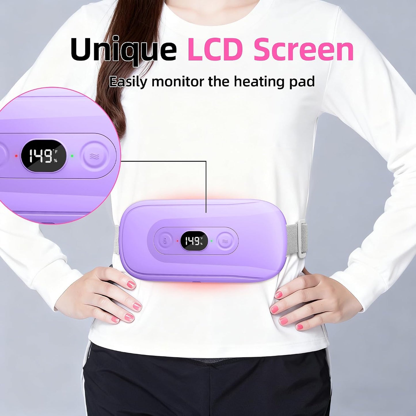 Portable Heating Pad: 2 Timer 6 Heat Levels 6 Vibration Modes Cordless Electric Heating Pad 3s Fast Heating Travel Heating Pad Gifts for Women Christmas Birthday Pink