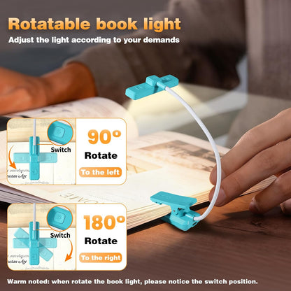 VAVOFO 24 LEDs Rotatable Book Light, Rechargeable Clip Reading Lamp
