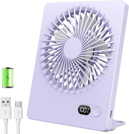 Zuvas Desk Fan Battery Operated Fan Rechargeable 180°Tilt Folding Personal Fan Ultra Quiet Small Portable 3 Speed Adjustable Strong Wind Fan For Office Bedroom Home Desktop Camping (White)