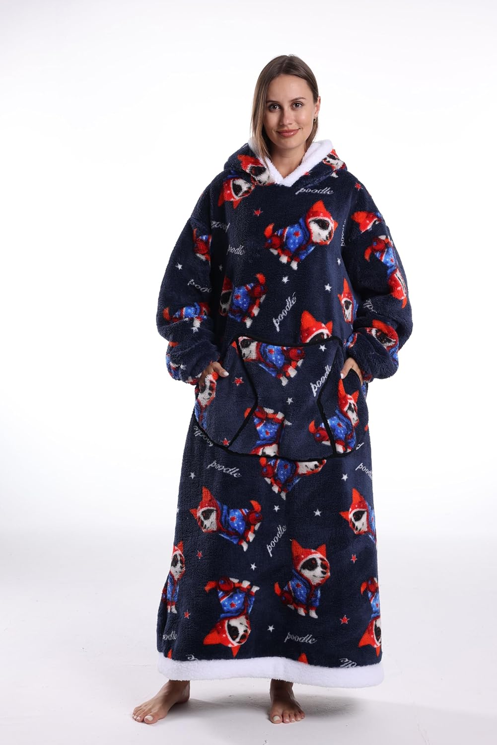Capecage Blanket Hoodie, Long Hooded Blanket Sweatshirt as Birthday Gifts for Women Men, Long Wearable Blanket for Women Men.