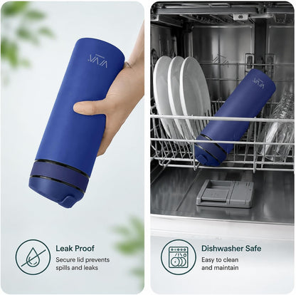 VIVA Recharge Tea Infuser Bottle, 16 oz Insulated Stainless Steel Travel Tea Tumbler with Infuser for Loose Leaf, Hot & Cold Tea & Coffee, Patented Steep Control, Leak-Resistant Lid - Mustard