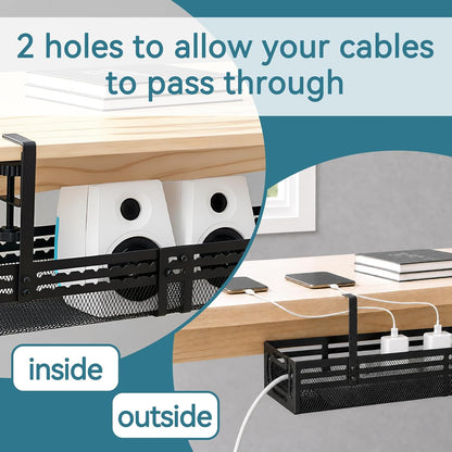 Under Desk Cable Management Tray, No Drill Mesh Cable Tray Cord Organizer