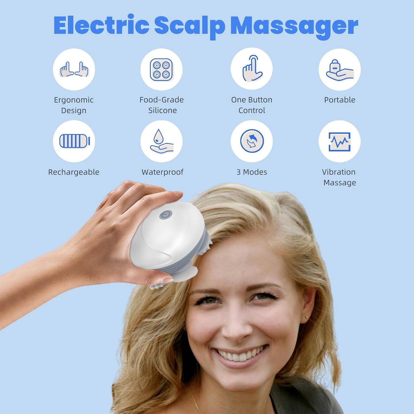 Electric Scalp Massager, Handheld Cat Dog Head Massager(Green)
