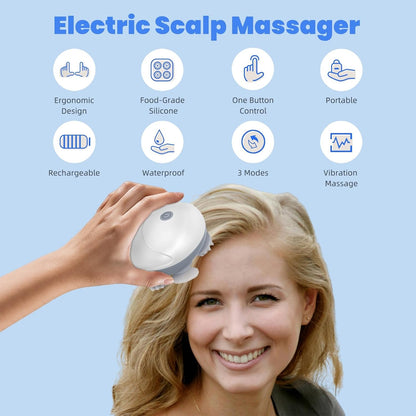 Electric Scalp Massager, Handheld Cat Dog Head Massager(Green)