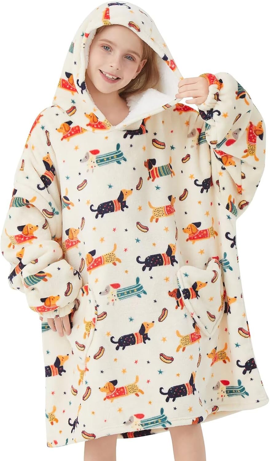 Fiosnow Glow in the Dark Unicorn Blanket Hoodies for Kids 6-13YR Oversize Wearable Blanket Hoodies for Boys Girls Teens