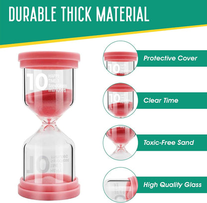 Sand Timer for Kids 6 Pack Colorful Hourglass 1min 2mins 5mins 10mins 15mins 30mins Sand Clock Timer for Classroom, Games and Kids Room