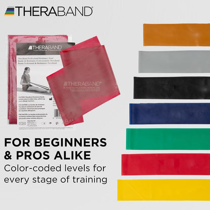 THERABAND Professional Latex Resistance Band Set, Pack of 7, 6 Ft