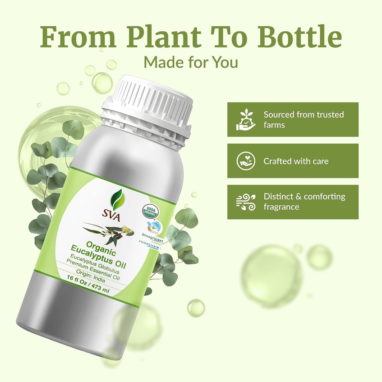 SVA Lavender Essential Oil 4 Fl Oz – for Diffuser, Skin & Hair Care – Ideal for Massage & DIY Blends – with Dropper