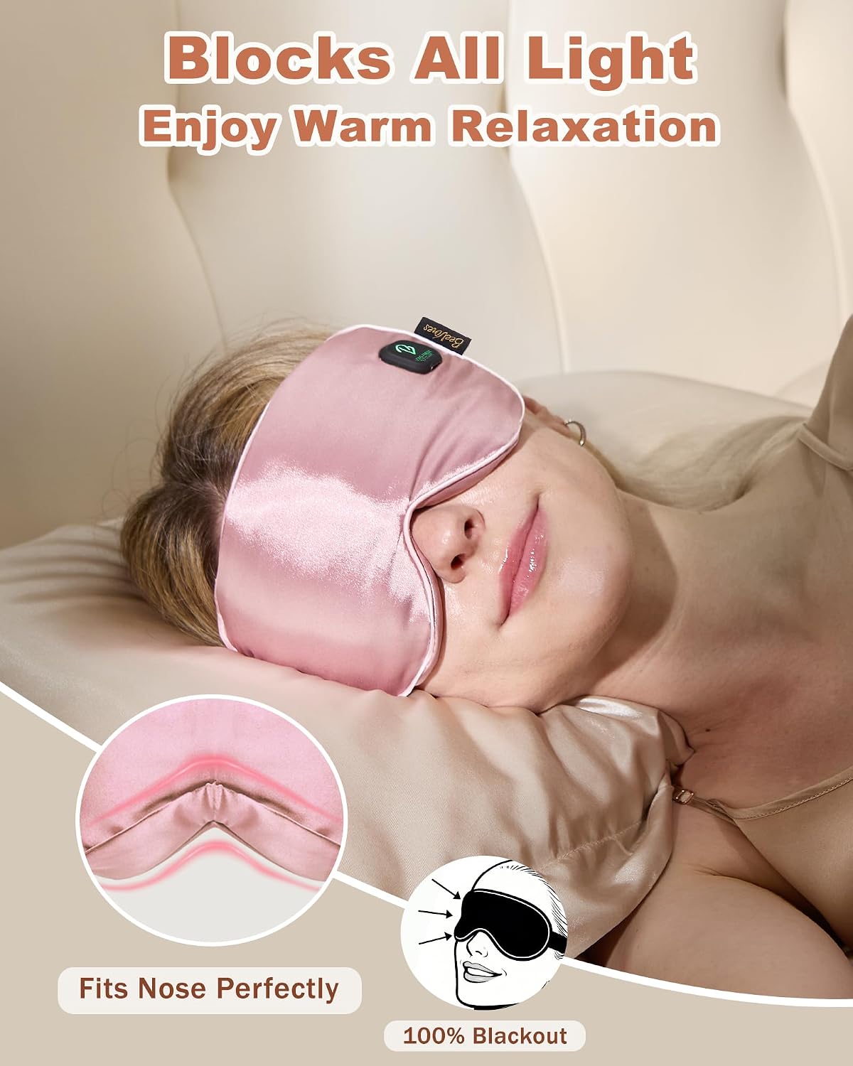 BeeVines Cordless Heated Eye Mask for Dry Eyes, Washable Heat Eye Masks for Blepharitis, Warm Eye Compress for Men & Women, 1500mAh Rechargeable Eye Warmer with Travel Pouch(Blue)