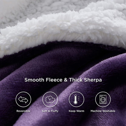 Bedsure GentleSoft Sherpa Fleece Throw Blanket for Couch, Non-Heated, Thick & Warm Cozy Blanket for Winter, Soft Fuzzy Plush Throw Gifts for Women and Men, Grey, 50x60 Inches