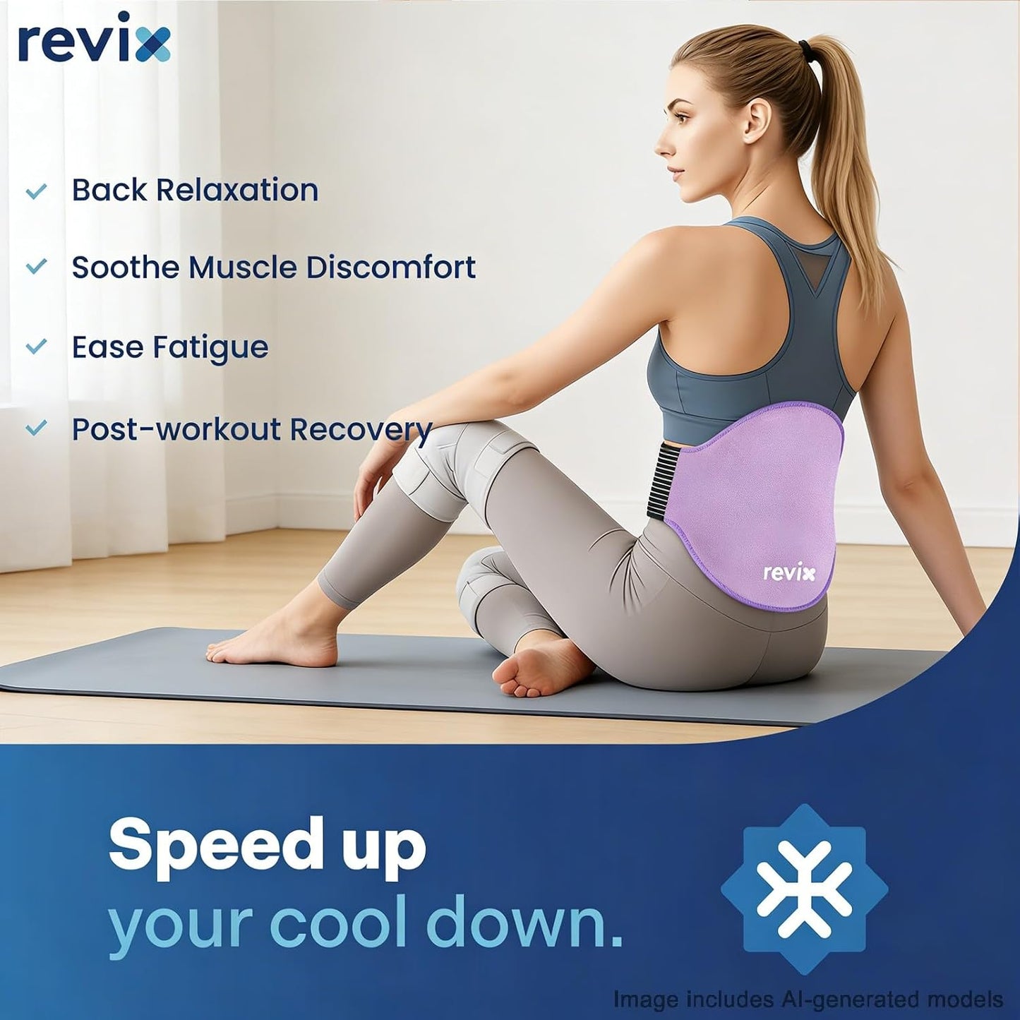 REVIX Extra Large Ice Pack for Back, 2 Packs, Reusable Gel Ice Pack Wrap for Lower Back, 13.4” x 11”, Cold Compress Therapy for Waist, Lumbar Discomfort Relief, Muscle Relaxation, Blue