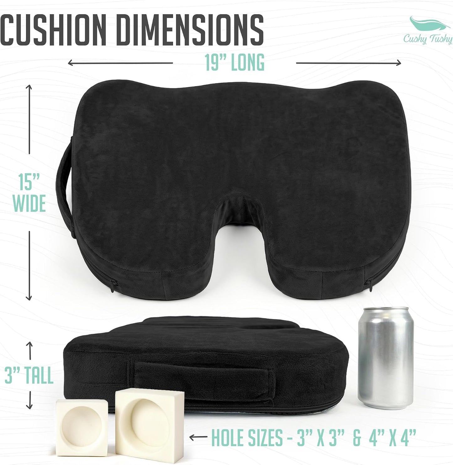 Cushy Tushy Premium Foldable Travel Seat Cushion - for Relief of Lower Back, Sciatic, Butt and Tailbone Pain - for Home & Office Use, Perfect for Travel or Driving - Coccyx Seat Cushion