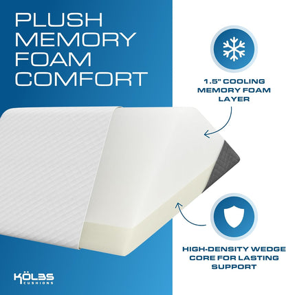 Kolbs Bed Wedge Pillow for Sleep Apnea, FSA Eligible Acid Reflux, and Back Pain Relief, with Chic Jacquard Cover - Headboard Wedges for Sleeping (5" Gentle Incline)
