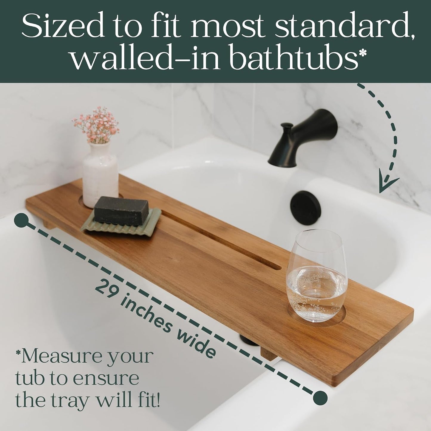 Premium Nature Shed Bathtub Tray for Freestanding Bath | Large & Thick 35” Acacia Wood Luxury Bath Tray for Tub | Anti-Tip, Non-Toxic, Adjustable Bathtub Trays for Tub with Bathroom Accessories Holder