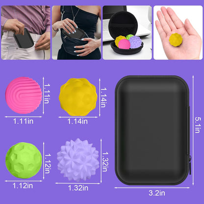 BUSOHA Silicone Fidget Balls - 4 Pack Fidget Toys Adults Sensory Toys Stress Balls for Adults Teens Gifts for Calming,Autism and ADHD Office